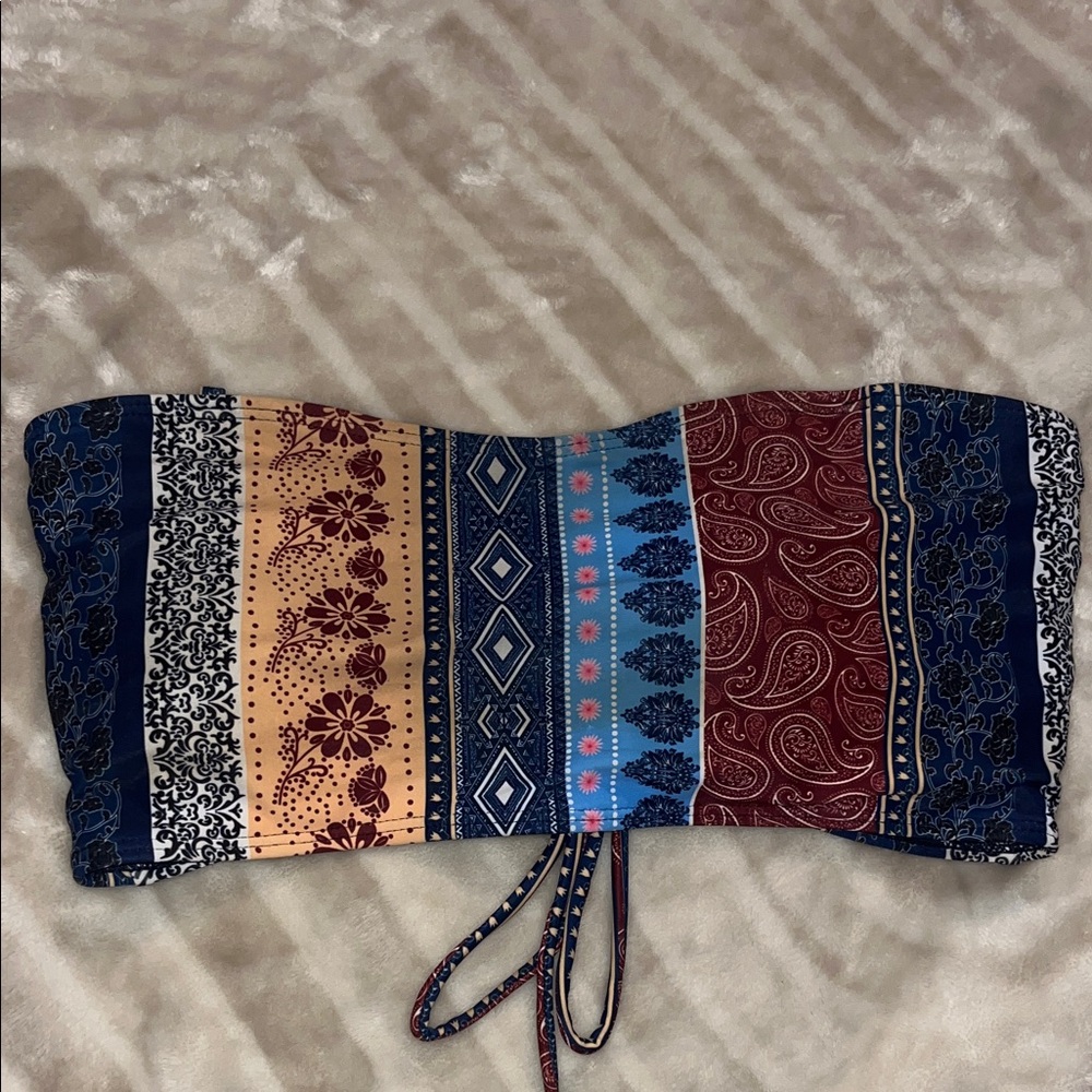 Boho Strapless Patchwork bathing suit top